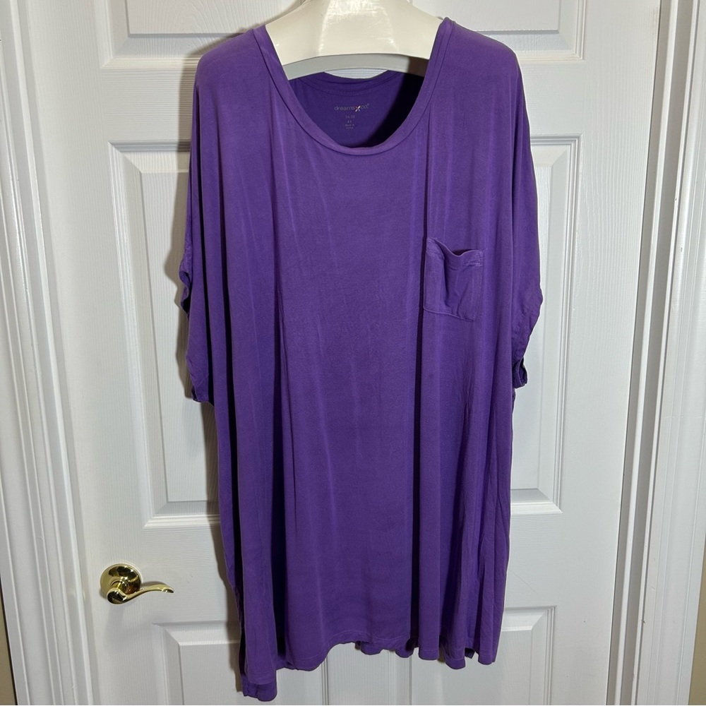 Dreams & Co Vibrant Purple Women's Short Sleeve Pajama Top
